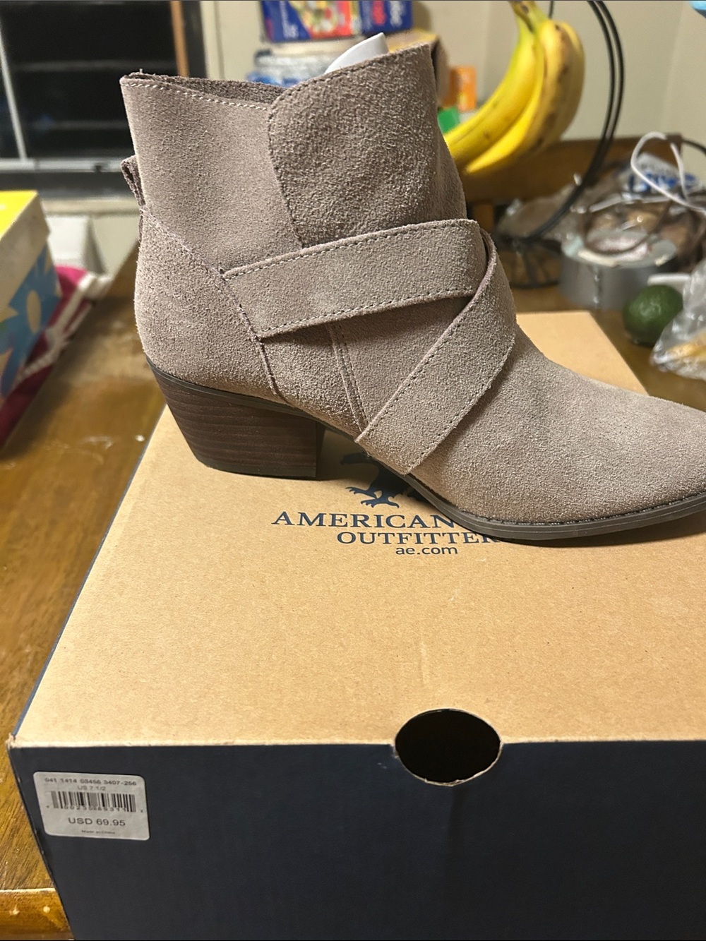 American Eagle Outfitters Taupe Suede Ankle Boot